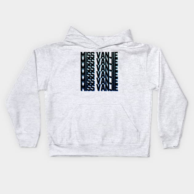 Miss Vanjie! (6) - Black Text On Blue Gradient Shadow BackDrop Kids Hoodie by mareescatharsis